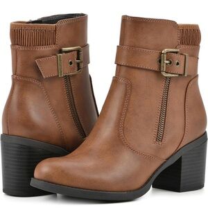 White Mountain Zippered Ankle Boots with Buckle Detail